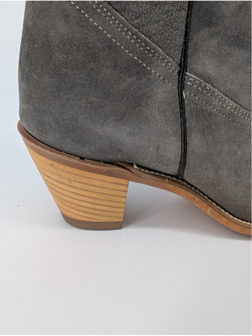 Vintage 1970s Wolverine Pigskin Suede Cowboy Boots Gray Women’s 8 M w/Box USA - Picture 10 of 14